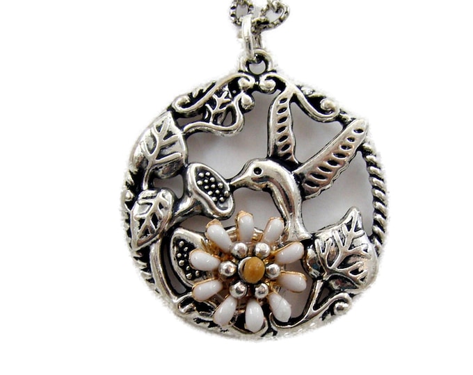 HUMMINGBIRD Mustard Seed Pendant Necklace, Handmade Jewelry, Bible