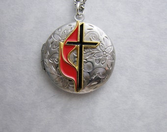 METHODIST Locket necklace for Women, handmade jewelry, Methodist jewelry, handmade Gift for her