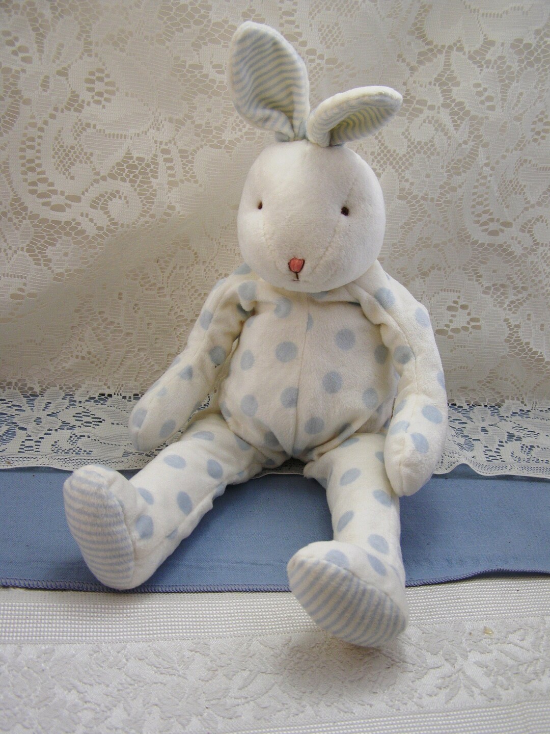 Polka Dot Rabbit Plush Lovey Toy, Bunnies by the Sea, 13 Stuffed Rabbit ...