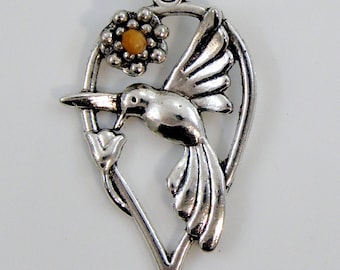 Hummingbird Mustard Seed  Necklace,  1 1/4" Women’s  handmade jewelry, Bible verse Matthew 17:20, Christian gift for her