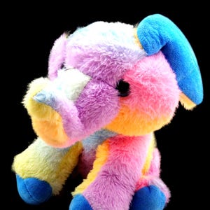 Rare Color Block Rainbow Elephant Plush Toy, Peek-a Boo plush, pink and purple bear, gift for her, elephant lover, baby shower gift, nursery