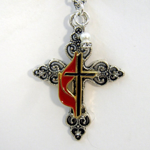 METHODIST Cross,  Woman’s necklace, handmade jewelry, Methodist jewelry,  gift for her