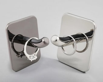 Ring Rest Jewelry Holder- Safe Storage for Rings,Necklaces,Watch- Adhesive Hook for Kitchen, Bathroom, Bedroom-Perfect Valentine's Day Gift