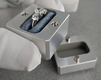 DPCustoms Ultra Mini Cube Engagement Ring Box, Pocket Ring Box, Magnetic Ring Box, 10th Anniversary, Proposal Ring Box, Slim Ring Box