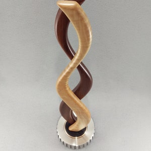 Wood Sculpture - Padauk, Figured Maple Bronze & Aluminum,  Tabletop / Desktop / Mantle Sculpture