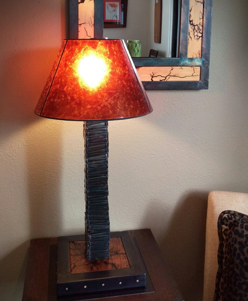 Welded Nails Table Lamp W Lichtenberg Patterns And Amber Mica Shade - Amber Mica Floor Lamp Welded Nails Table Lamp W Lichtenberg Patterns And Amber Mica Shade - Amber Mica Floor Lamp