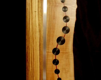 Live Edge, Wood Wall Art- Figured Maple, Zebra Wood, Metal and Wood Wall Sculpture