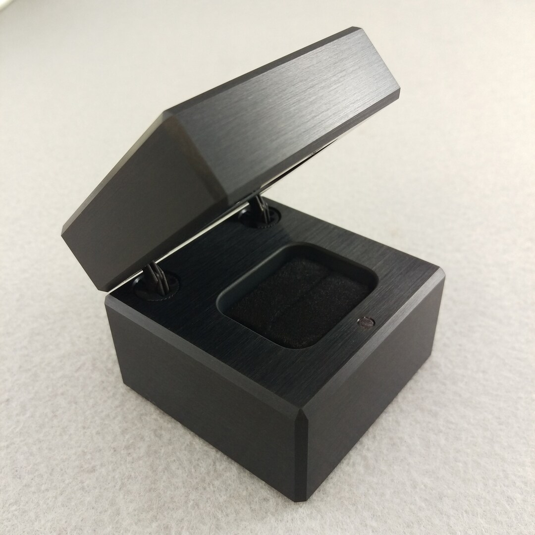 Black on Black Engagement Ring Box, Wedding Ring Box, Modern Ring Box