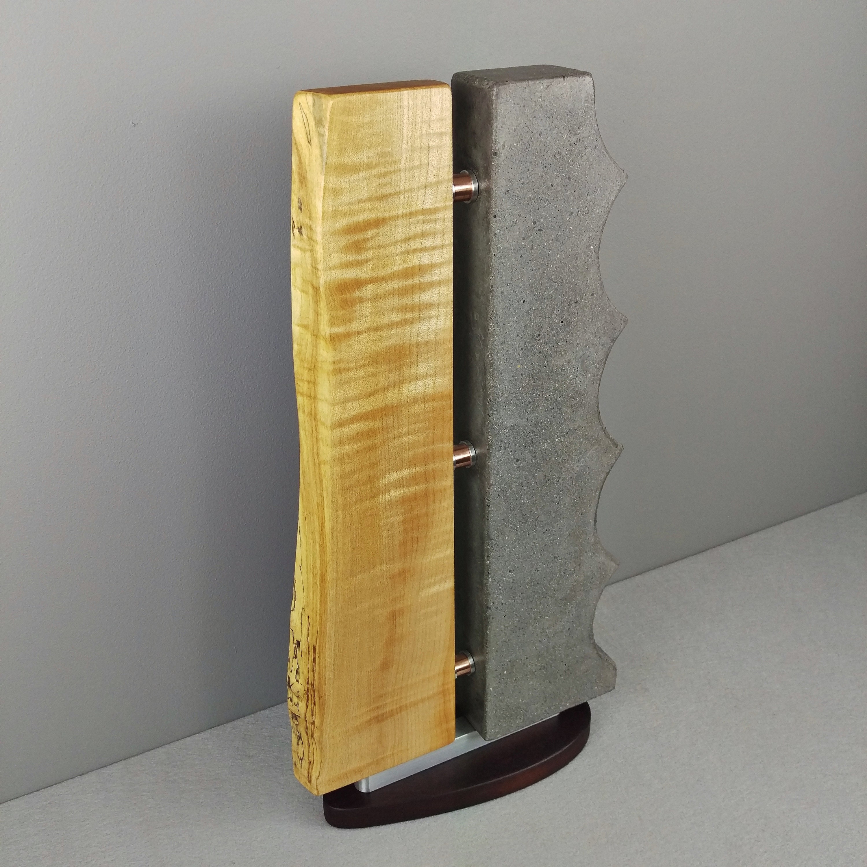 Live Edge Wood Sculpture Figured Maple and Cast Concrete Table