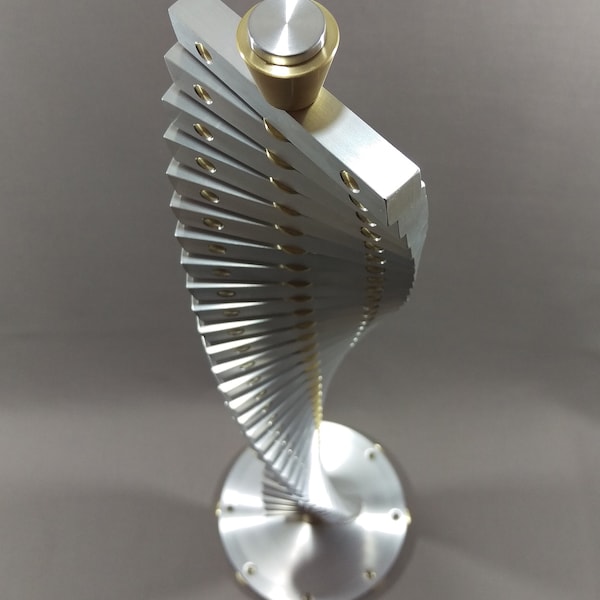 3D Moveable Spiral Metal Tabletop / Mantle Sculpture in Brass and Aluminum