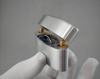 DPCustoms Oval Pocket Engagement Ring Box, Pocket Size Ring Box, Modern Ring Box, Solid Metal Ring Box, 10th Anniversary, Proposal Ring Box