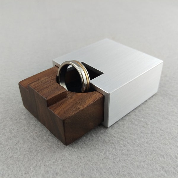 Slim Engagement Ring Box, Wedding Ring Box, Wooden Ring Box, Pocket Size Ring Box, Valentine's Day, 10th Anniversary Gift, Proposal Box