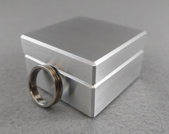 Slim Minimalist Engagement Ring Box, Wedding Ring Box, Metal Ring Box, 10th Anniversary, Proposal Ring Box, Featured In Dune Movie