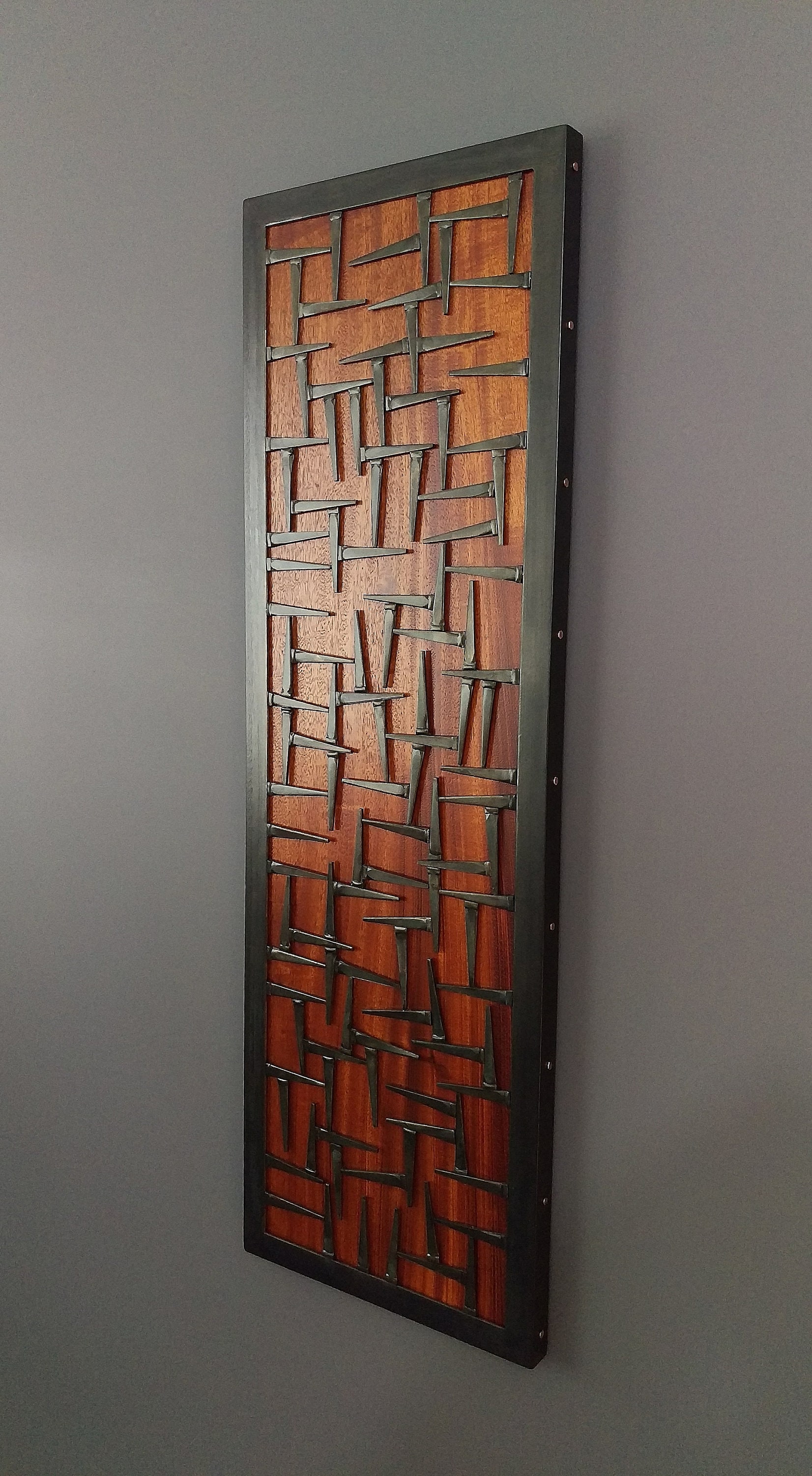 Wood Wall Art Wood and Metal Wall Art Sculpture Welded Steel Nails