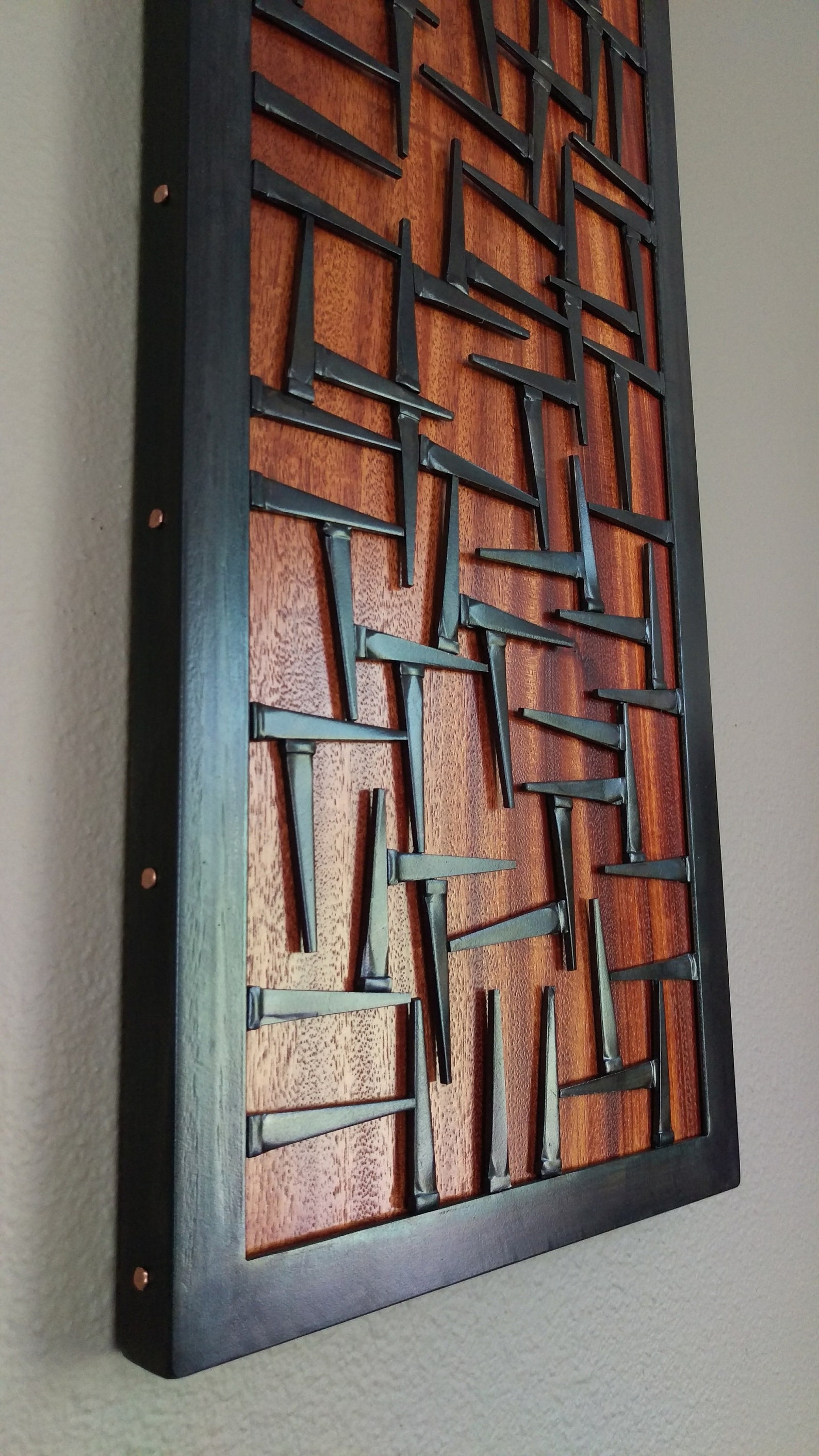 Wood Wall Art Wood and Metal Wall Art Sculpture Welded Steel Nails