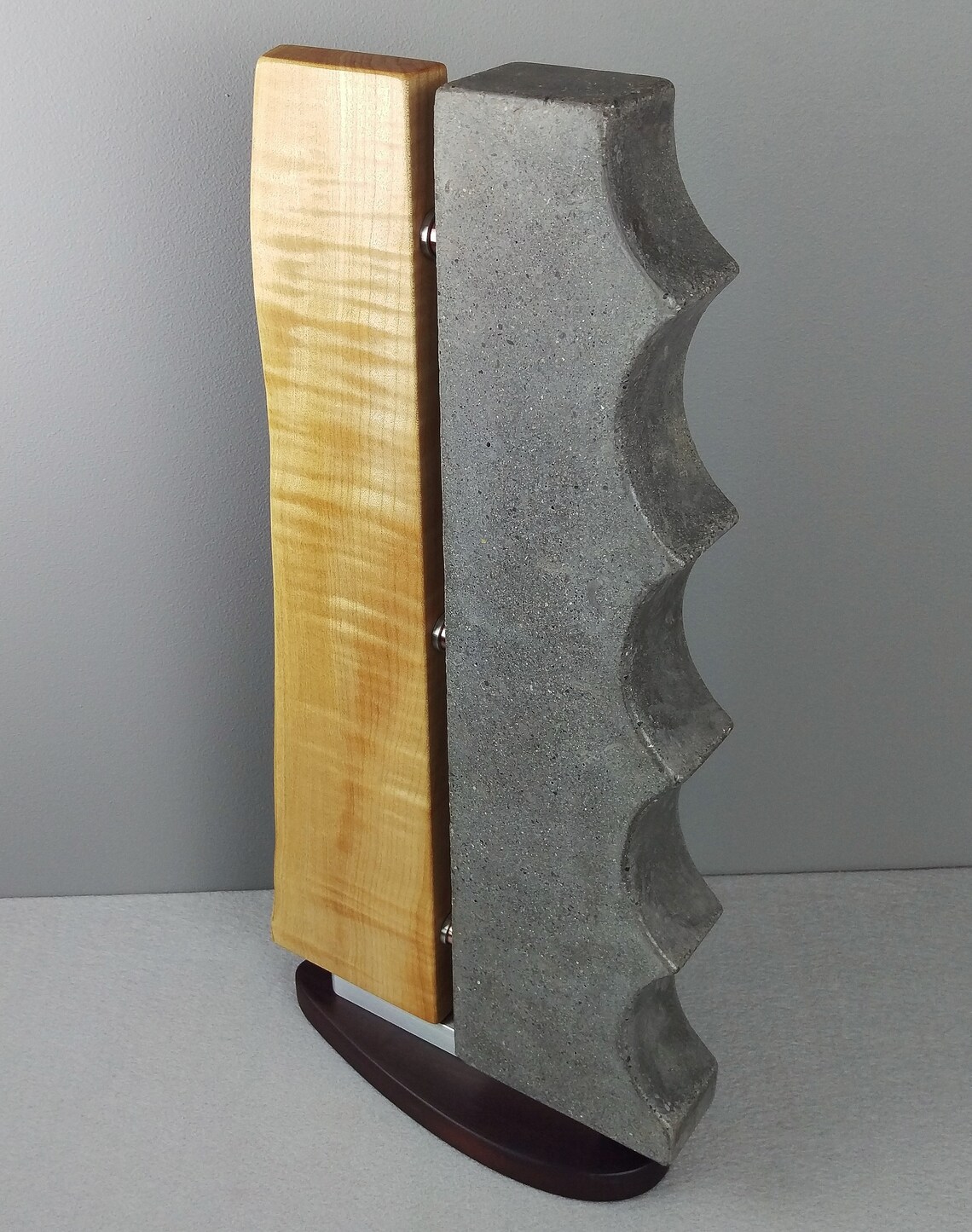 Live Edge Wood Sculpture Figured Maple and Cast Concrete Etsy