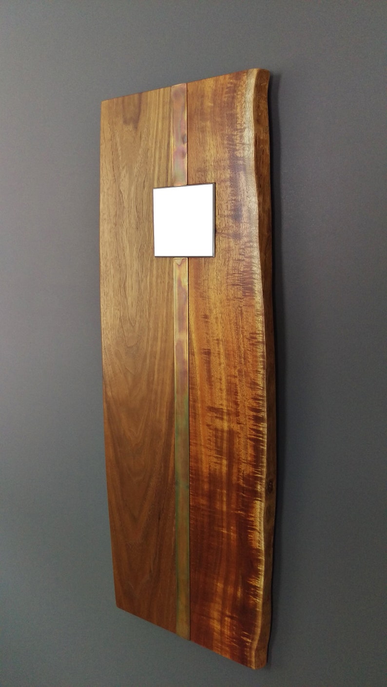 Live Edge Walnut And Koa Wood Metal Wall Art Figured Black Copper Aluminum