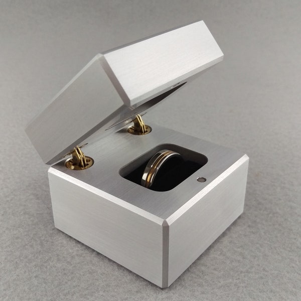 Engagement Ring Box, Wedding Ring Box, Modern Ring Box, Metal Ring Box, 10th Anniversary Gift, Proposal Ring Box, Featured In Dune Movie