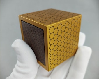 Special Edition Cube Engagement Ring Box, Honeycomb, Metal Ring Box, Modern Ring Box, Wooden Ring Box, 10th Anniversary Gift, Proposal Box