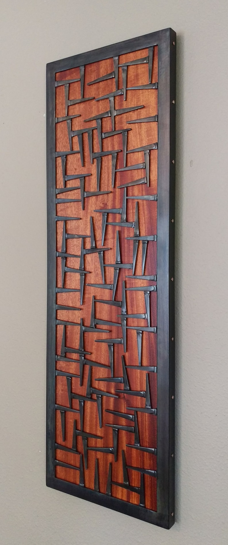 Wood Wall Art Wood and Metal Wall Art Sculpture Welded Steel Nails