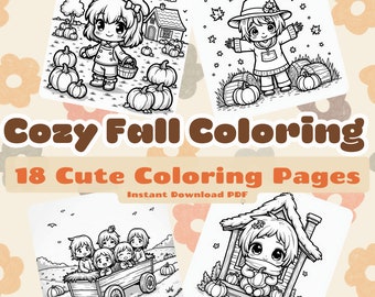 Kawaii Chibi Fall Coloring Pages - 18 Autumn Designs (PDF)