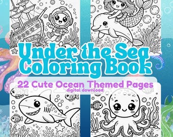 Chibi Under the Sea Coloring Book: 22 Ocean-Themed Pages (Instant Download)