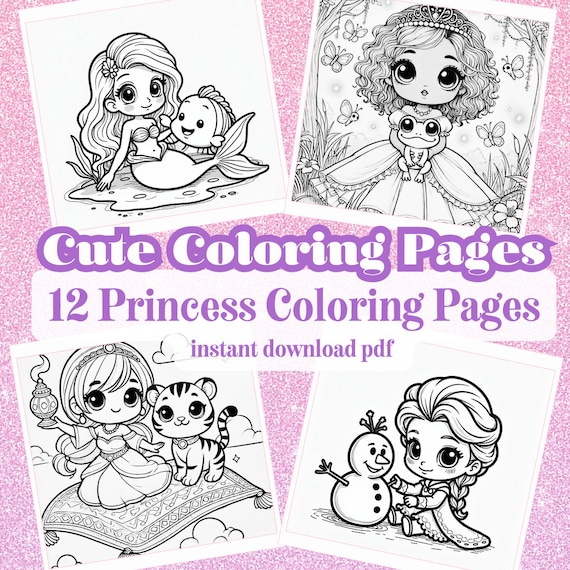 Kawaii Princess Coloring Pages: Chibi Style (PDF Download)
