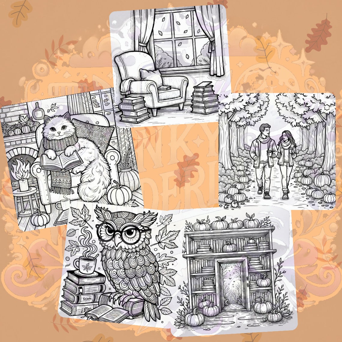 Cozy Fall Coloring Pages Cute Coloring Book Fall Activities Digital
