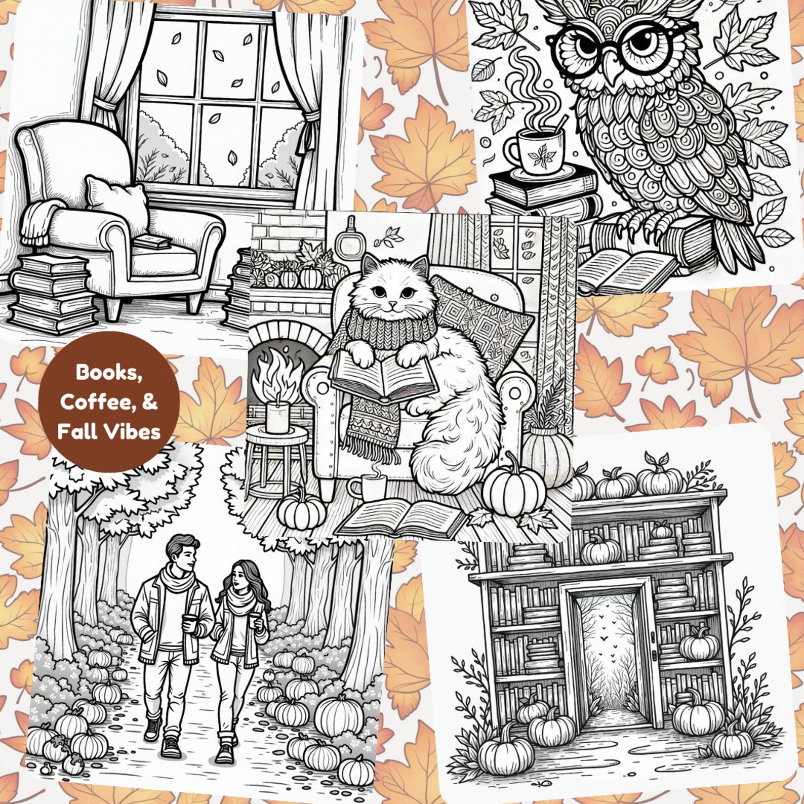 Cozy Fall Coloring Book | 15 Autumn Coloring Pages for Adults & Kids ...