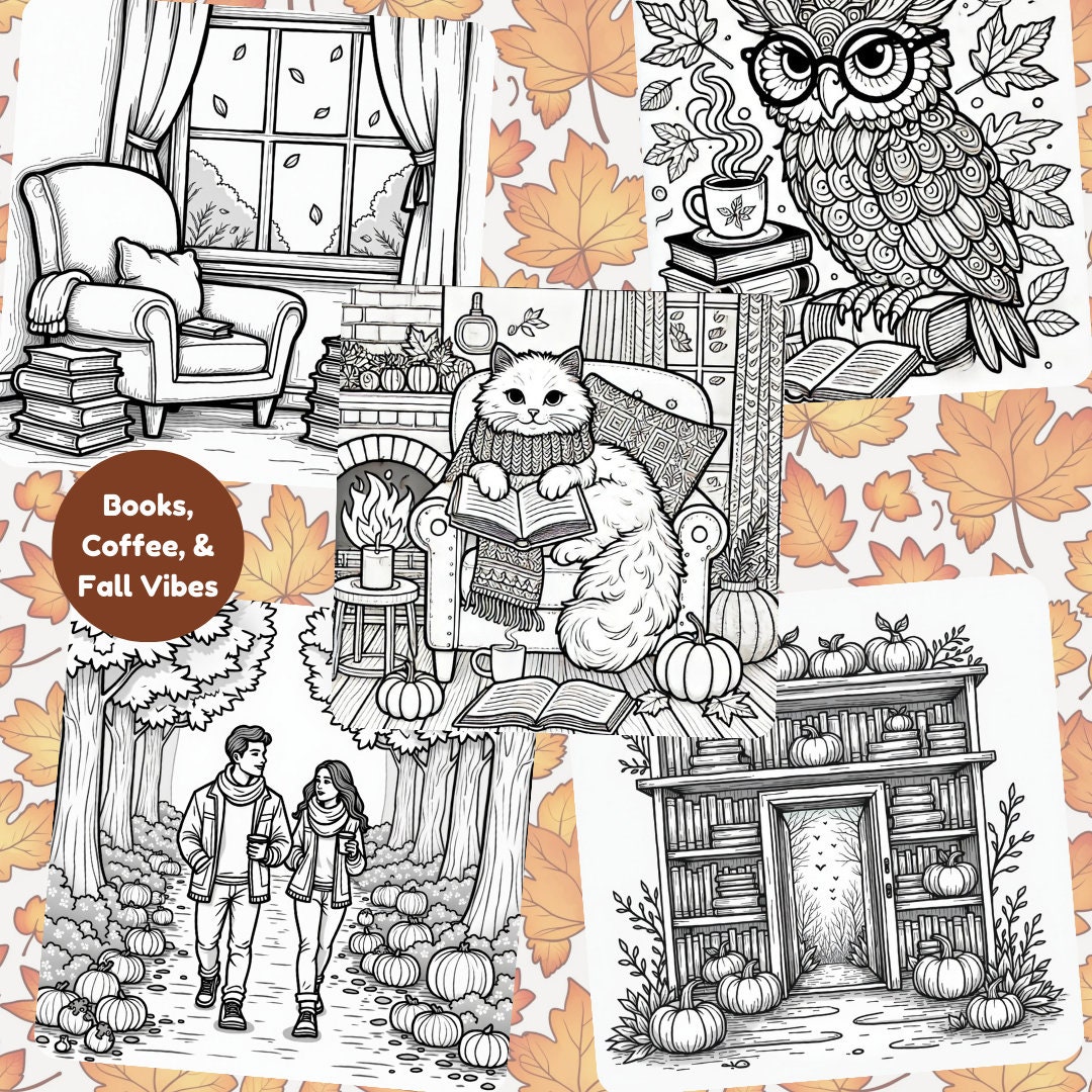 Autumn Coloring Book | 15 Cozy Fall Designs (digital Download) - Etsy