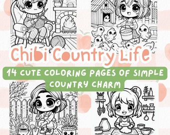 Charmig lantlig målarbok - Koppla av med kawaii bondgårdslivsdesigner | Cottagecore utskrivbar PDF