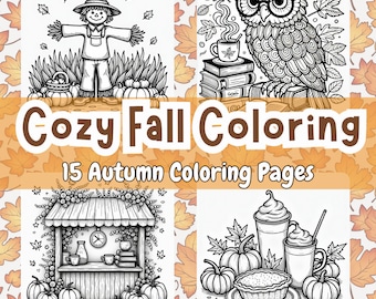 Herbstliches Malbuch | 15 gemütliche Herbst Designs (Digitaler Download)