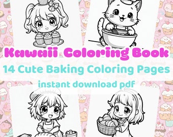 Libro da colorare Kawaii per cucinare / Food Art (download digitale)