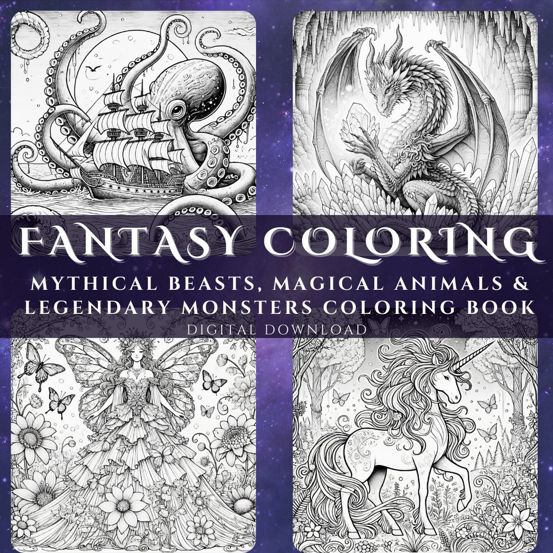 Fantasy Coloring Pages Mythical Beasts, Magical Animals & Legendary ...