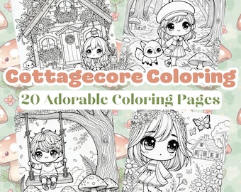 Cottagecore Coloring Book: 20 Cozy Garden Art Pages (Digital Download)