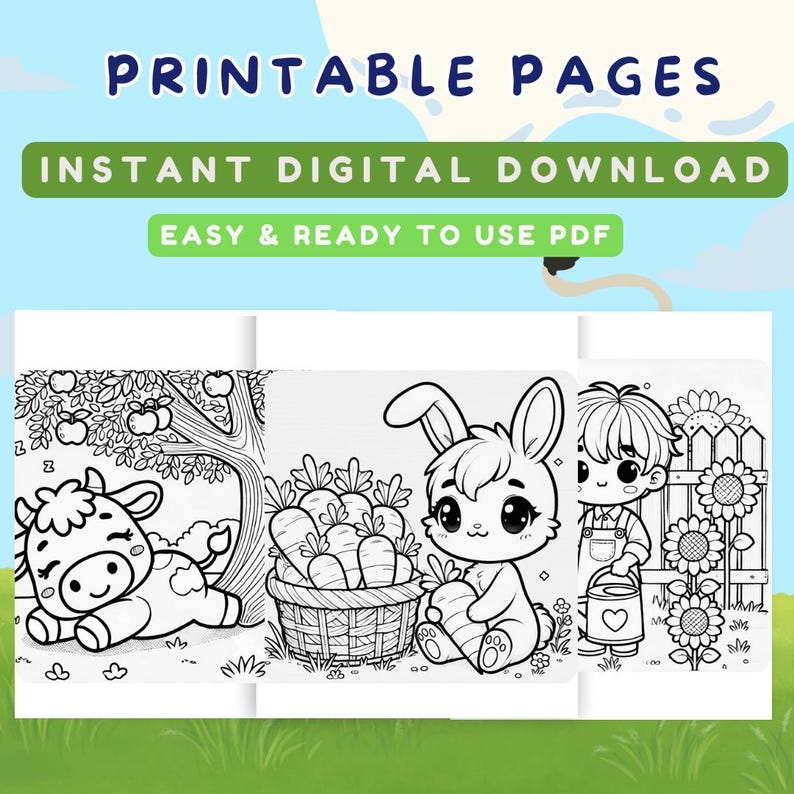 Chibi Farm Animal Coloring Book | 30 Printable Pages (digital Download ...