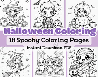 Kawaii Halloween Coloring Pages: Chibi-Style Printable Book (PDF)