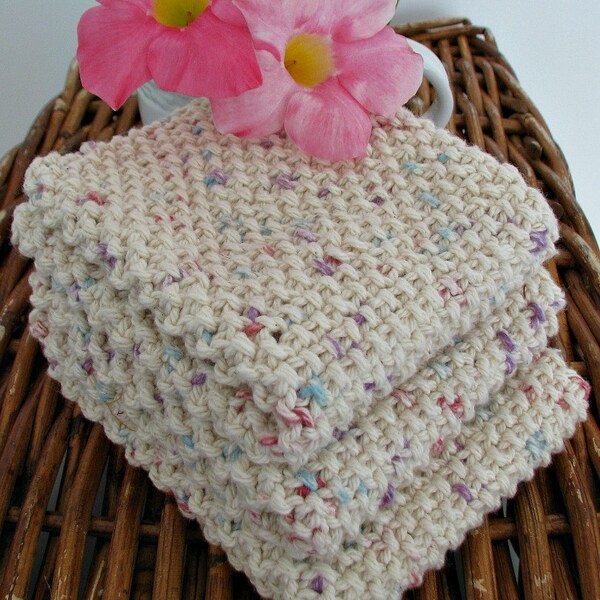 Dish Cloths Hand Knitted Natural organic cotton 2/pk