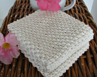 Everyday Hand Knitted Dish Cloths 2/pk NATURAL