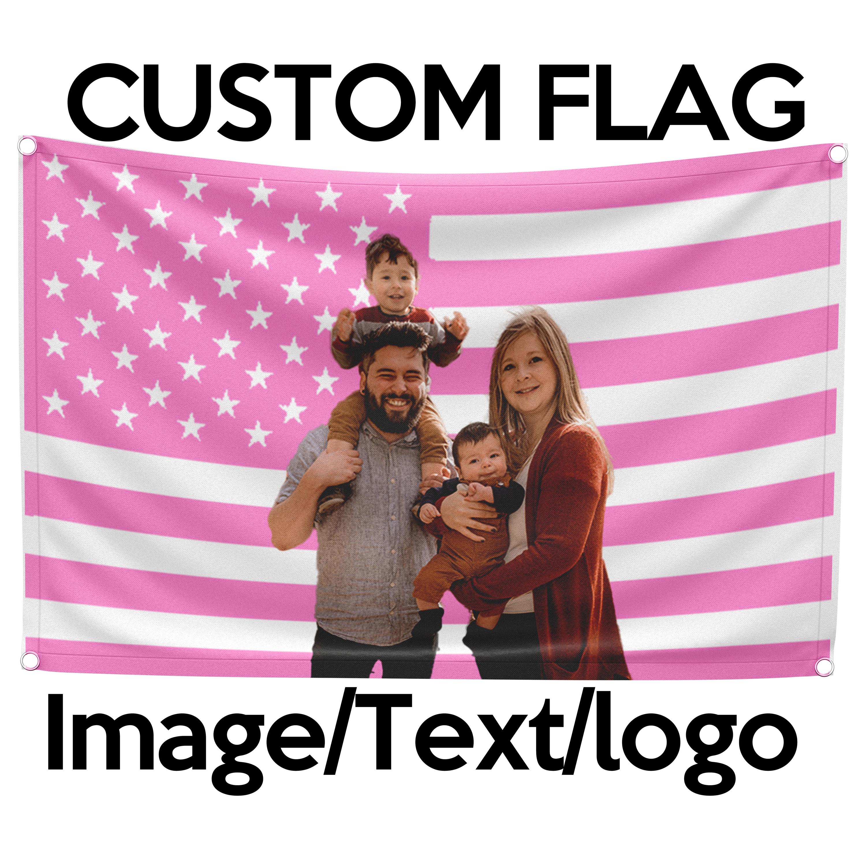 Aangepaste foto roze Amerikaanse vlag, gepersonaliseerde vlag, ontwerp je afbeelding grappige vlag, slaapkamerdecoratie, roze Amerikaanse vlag