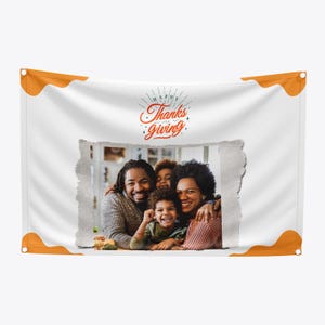 Custom Family Thanksgiving Flag: Personalized Photo Garden Decoration