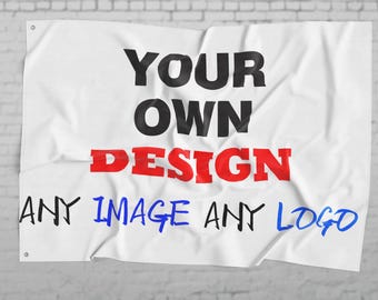 Bandera de casa personalizada • Imagen, logotipo o texto personalizados • Decoración de poliéster