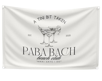 Custom Bachelorette Beach Club Banner, Personalized Party Flag