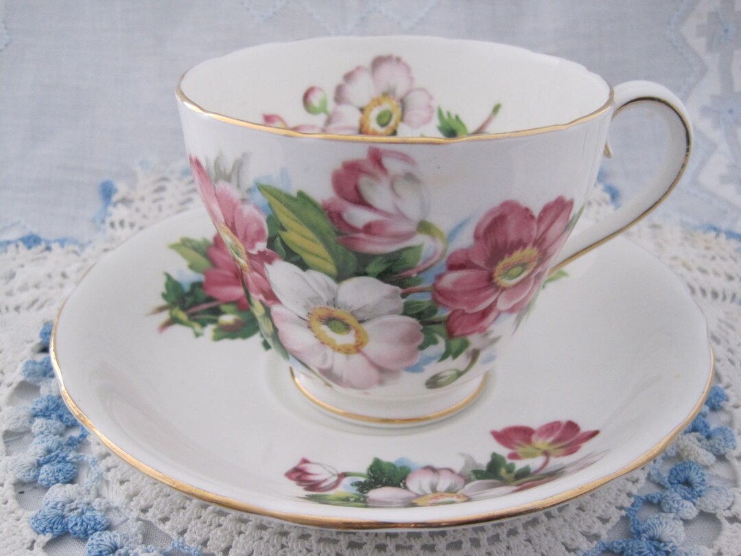 ADDERLEY Fine Bone China Teacup and Saucer Set Etsy