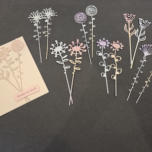 Tim Holtz Artsy Stems Die Cuts - Set of 12 - 6 designs - DIY Cardmaking or Scrapbooking Embellishment - Die Cut Cardstock - Paper Die Cuts