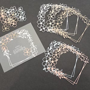 Delicate Flower Frame Die Cuts - Set of 5 - DIY Cardmaking or Scrapbooking Embellishment - Die Cut Cardstock - Paper Flower Die Cuts