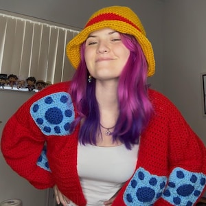 Gehäkelte Jacke und Strohhut für Luffy Wano