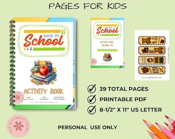 Kids Printable Activity Pages, Word Scramble, Maze, Word Search, Back to School Bookmarks Tags, Solutions, Screen-Free Travel Activity Games