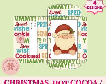 Christmas Printable Hot Cocoa Wrapper Instant Chocolate Christmas Favors Gift Card Stocking Stuffer Sleeve Teacher & Co-Worker Holiday Gifts