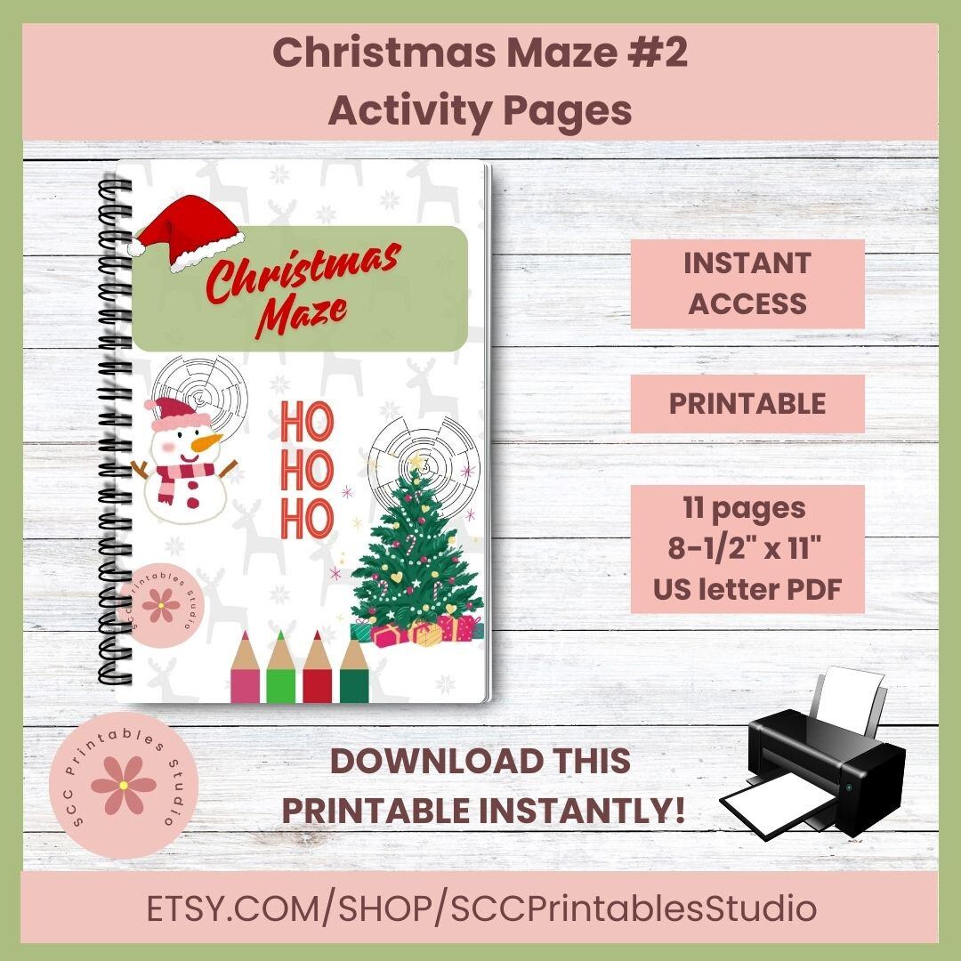 Christmas Activity Pages for Kids, Printable Holiday Maze Worksheets ...